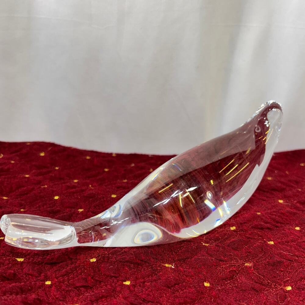 HOYA Crystal Art Glass Bird or Seal Animal Figurine Sculpture Clear No Box 8"